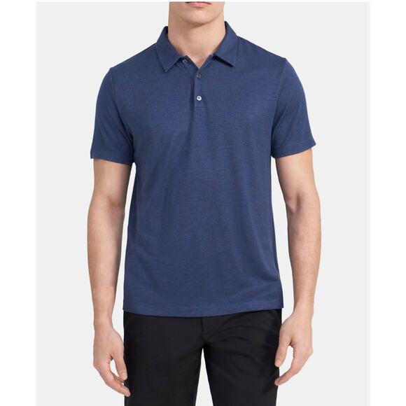 Theory Men's Bron C.‎ Anemone Modal Stretch Jersey Polo Shirt Size XXL Navy - Picture 1 of 8